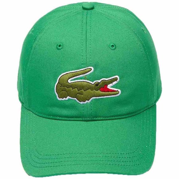 Lacoste Contrast Strap & Oversized Crocodile Cotton Cap Hat $60 Green LDM - Picture 2 of 7